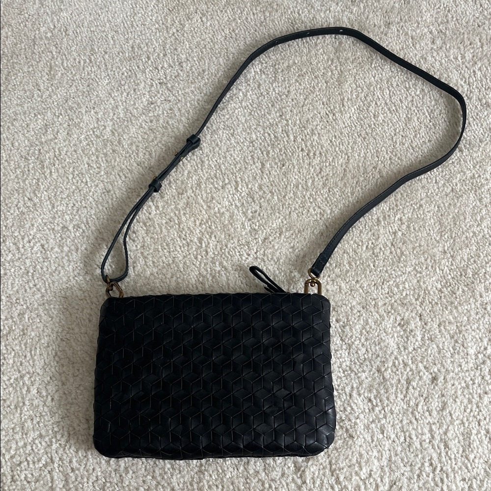 Madewell The Puff Black Leather Crossbody Bag